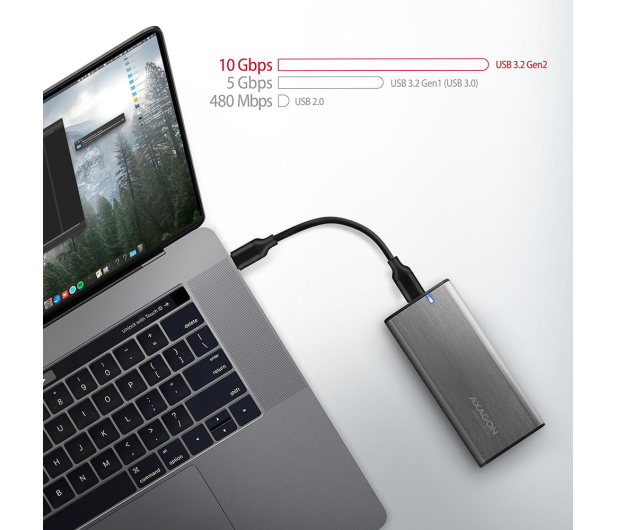 AXAGON EEM2-SG2 Obudowa zewnętrzna aluminiowa bezśrubowa USB-C 3.2 Gen 2 M.2 NVMe & SATA SSD + USB-A - USB-C redukcja - 1353424 - zdjęcie 8